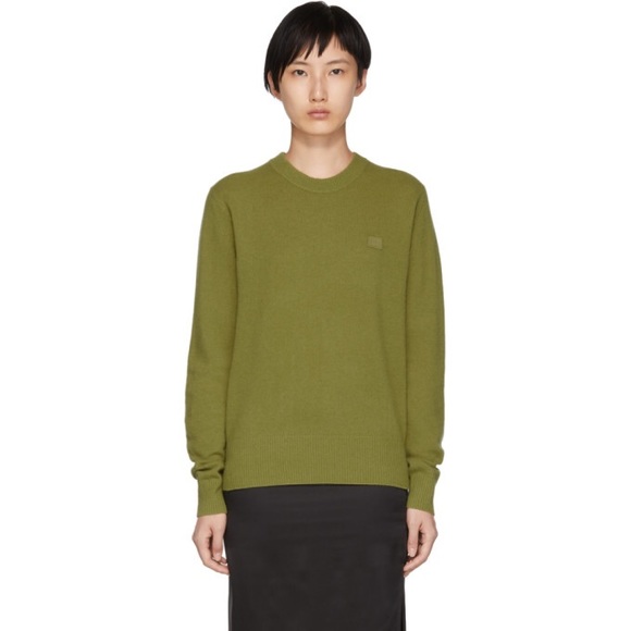 Acne Studios Face Sweater Olive Green - Picture 1 of 2
